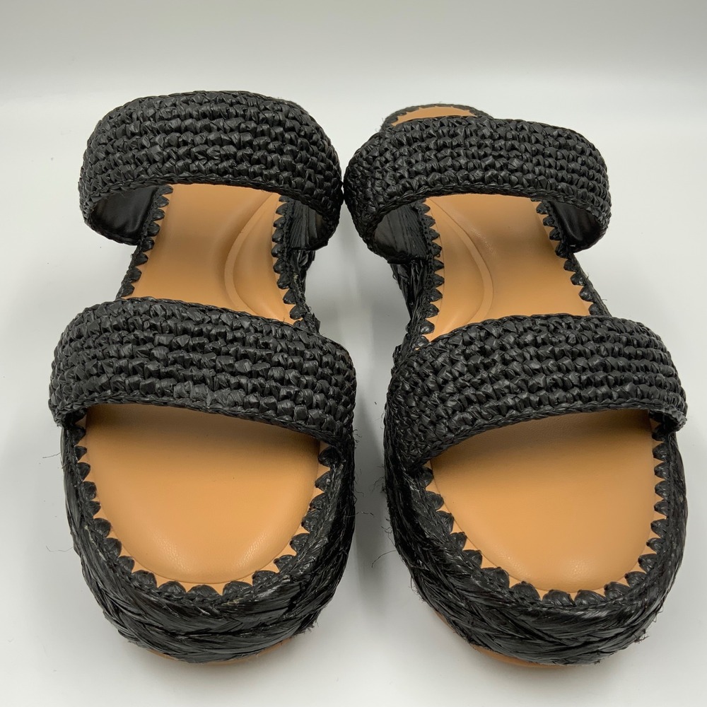 Dolce Vita Womens Black Woven Raffia Platform Slide Sandals Size 13 Espadrille